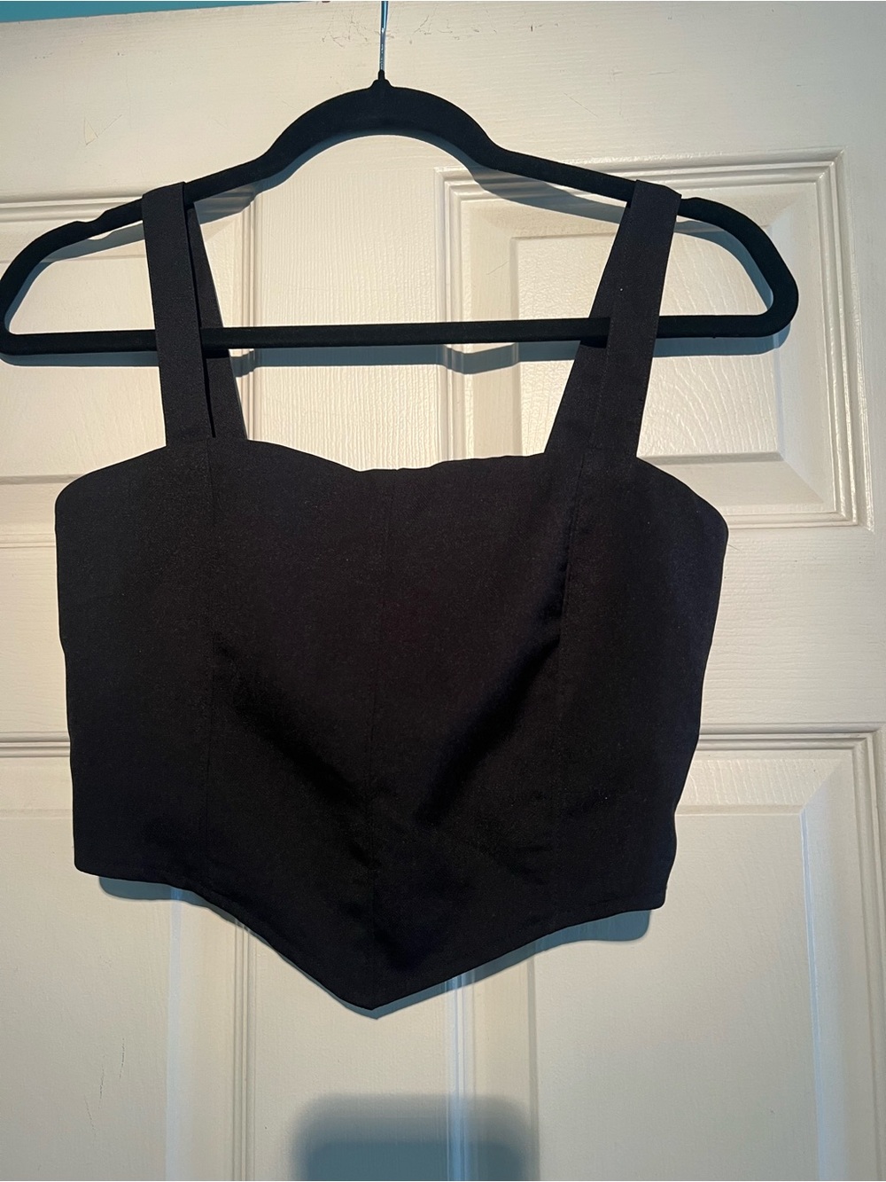Alya Black Cropped Square Neck Tank